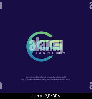 CG Initial letter circular line logo template vector with gradient color blend Stock Vector