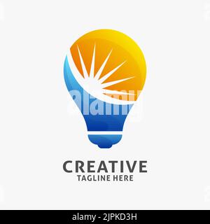 Creative lamp logo design with spark light Stock Vector