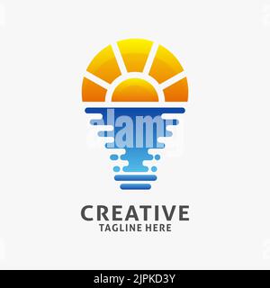 Creative lamp logo in sunset design Stock Vector