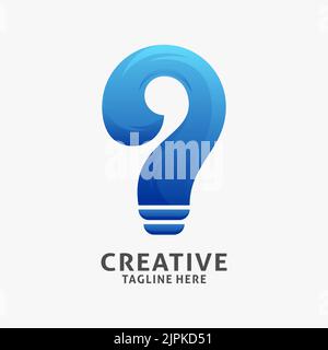 Creative lamp logo design in question mark Stock Vector