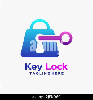 Key lock logo design Stock Vector