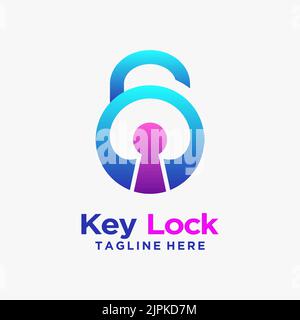 Key lock logo design Stock Vector
