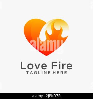 Love fire logo design Stock Vector