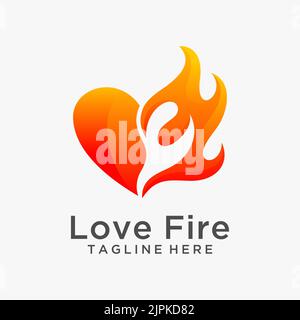 Love fire logo design Stock Vector