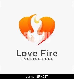 Love fire logo design Stock Vector