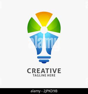 Creative lamp logo design with colors shine Stock Vector