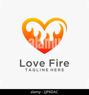 Love fire logo design Stock Vector