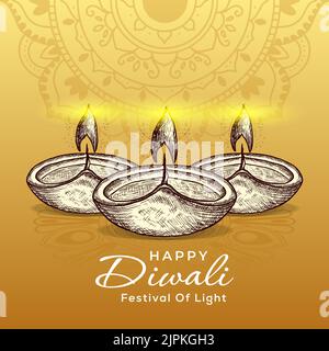 hand drawn happy diwali illustration Stock Vector