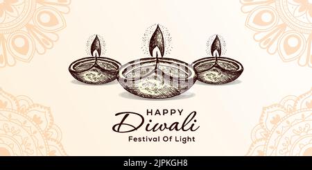 hand drawn diwali festival background illustration Stock Vector