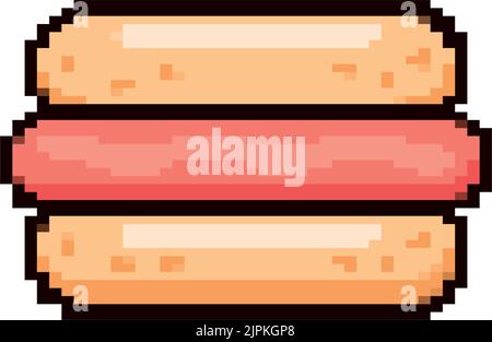 hot dog pixel art Stock Vector
