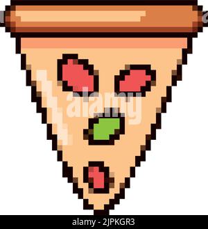 Slice of pizza pixel art. Cartoon fast food 8 bit Stock Vector Image ...