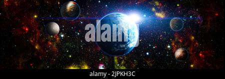 star particle motion on black background, starlight nebula in galaxy at universe Space background. This image furnished by NASA Stock Photo