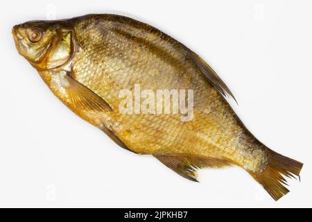 Smoked bream fishes with hooks in neck isolated on white background Stock  Photo - Alamy