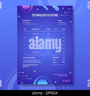 Technology Invoice Template Hand Drawn Cartoon Flat Illustration Stock ...