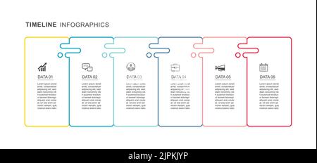 6 data infographics tab  thin line index template. Vector illustration abstract background. Stock Vector