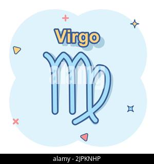 Vector cartoon virgo zodiac icon in comic style. Astrology sign illustration pictogram. Virgo horoscope business splash effect concept. Stock Vector