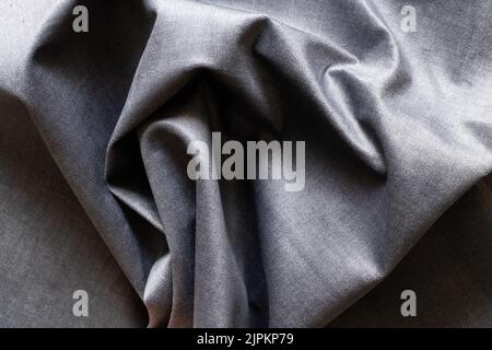 Gray wrinkled fabric for the background, fabric for the background macro photo Stock Photo