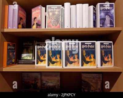Books in  Livraria Lello aka Lello Bookstore in Porto, Portugal. Author JK Rowling visited the store whilst working in Porto. Stock Photo