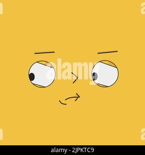 Pensive, sly face with expressive emotions - Vector illustration Stock Vector