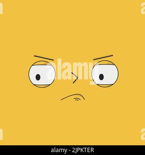 Pensive, sly face with expressive emotions - Vector illustration Stock Vector