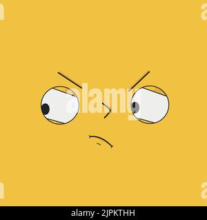 Pensive, sly face with expressive emotions - Vector illustration Stock Vector