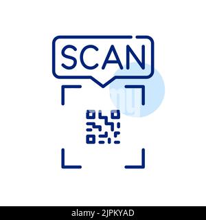 Scan a qr code speech bubble message. Pixel perfect, editable stroke line art icon Stock Vector