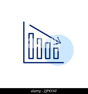 Declining bar chart. Pixel perfect, editable stroke line art icon Stock Vector