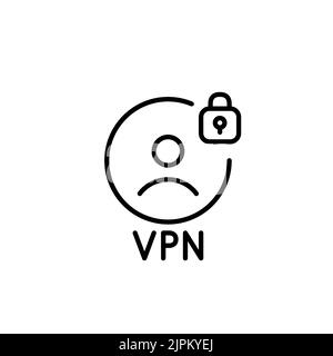 Secure VPN user profile. Pixel perfect, editable stroke icon Stock Vector