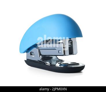 Modern blue stapler on white background Stock Photo - Alamy