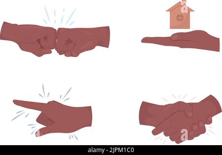 Real estate deal semi flat color vector hand gesture set Stock Vector