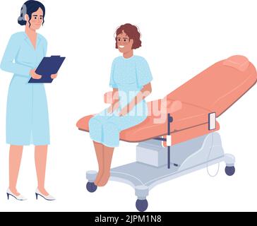 Patient at gynecologist consultation semi flat color vector characters Stock Vector