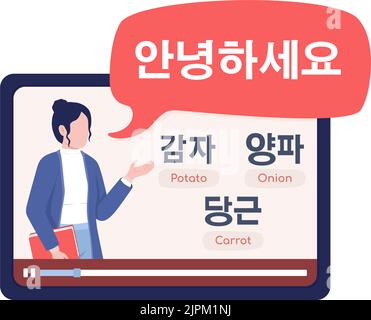Korean lesson semi flat color vector character Stock Vector