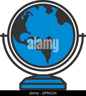 Globe Icon. Editable Bold Outline With Color Fill Design. Vector ...