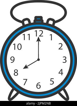 Alarm Clock Icon. Bold outline design with editable stroke width. Vector Illustration. Stock Vector