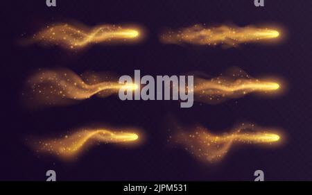 Glitter sparkle star trail, light effect, abstract waves flow vector ...
