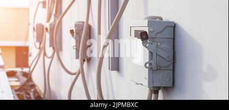 electrical safety switch box on isolate background.main electrical switching control. Stock Photo