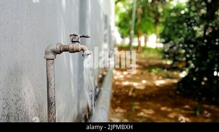 Tap garden water for use in watering plants in the garden. Stock Photo