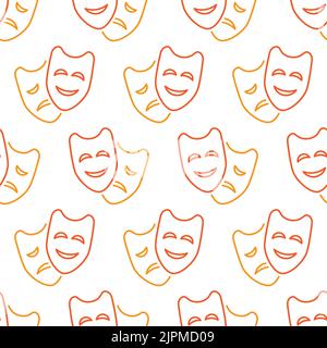 Theater mask seamless pattern with icons Stock Vector