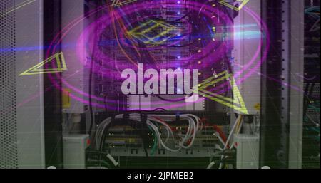 Image of scope scanning over computer server Stock Photo