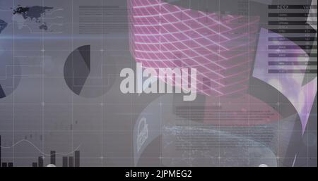 Image of statistics and data processing over screens Stock Photo