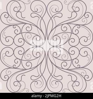 Baroque geometric ornament. Expensive seamless pattern for wallpaper on the wall and textiles. Thin elegant lines.dusted pink background. Stock Vector