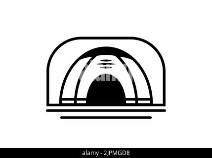 Dome tent for camping in monoline art illustration design Stock Vector