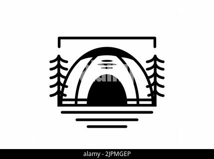 Dome tent for camping in monoline art illustration design Stock Vector