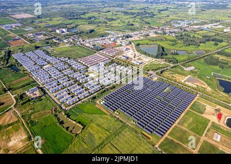 CHUZHOU, CHINA - AUGUST 14, 2022 - Aerial photo taken on Aug 14, 2022 shows Xiaogang village, Xiaoxihe town, Fengyang county, Chuzhou City, Anhui Prov Stock Photo