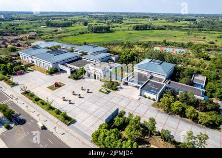 CHUZHOU, CHINA - AUGUST 14, 2022 - Aerial photo taken on Aug 14, 2022 shows Xiaogang village, Xiaoxihe town, Fengyang county, Chuzhou City, Anhui Prov Stock Photo