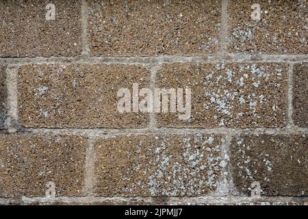 A small area of concrete block wall flat on to camera Stock Photo