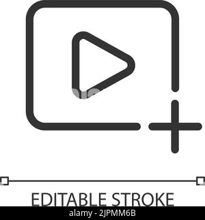 Add video file pixel perfect linear ui icon Stock Vector