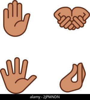 Conveying information by gestures pixel perfect RGB color icons set Stock Vector