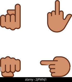 Pointing fingers and fist pixel perfect linear icons set Stock Vector ...