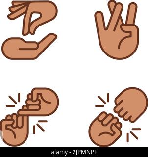 Using gestures for communication pixel perfect RGB color icons set Stock Vector